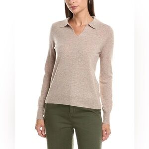 InCashmere Oatmeal Polo Sweater Sz L